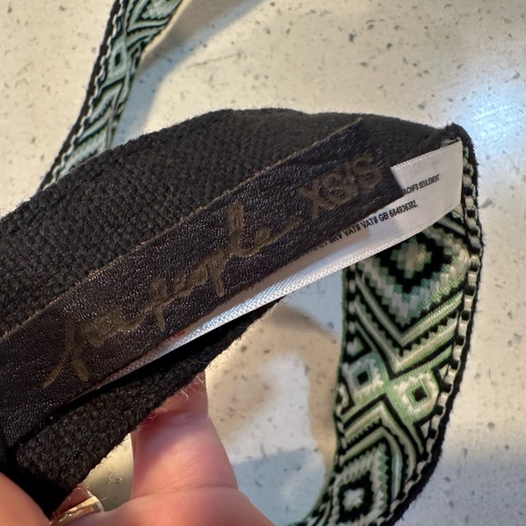 NWOT Free People Moving To Mars Cotton Leather Aztec Print Belt Green Size XS/S - Picture 9 of 12